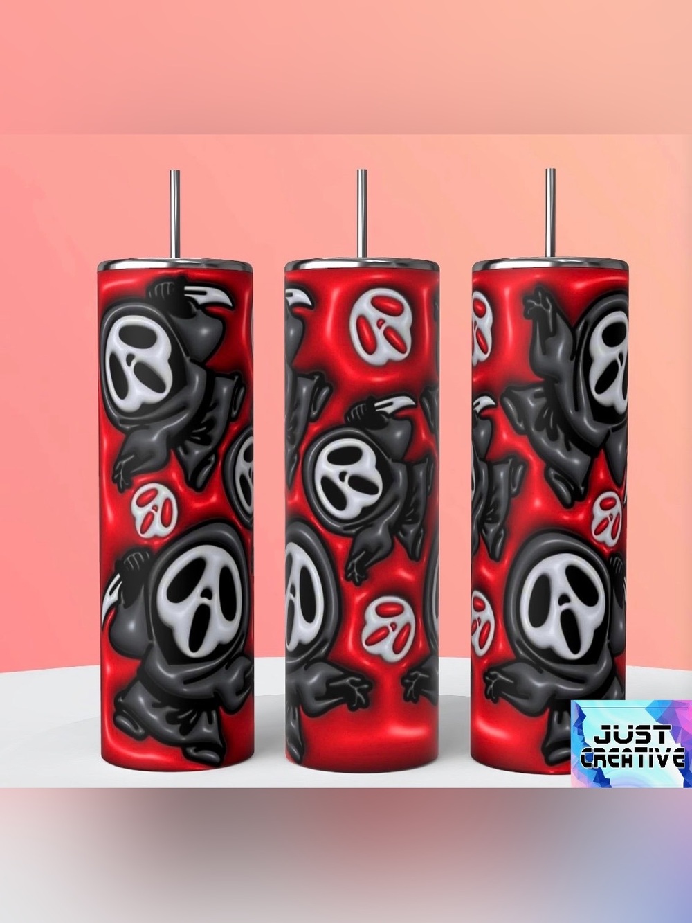 Ghost Face Pattern Stainless Tumbler